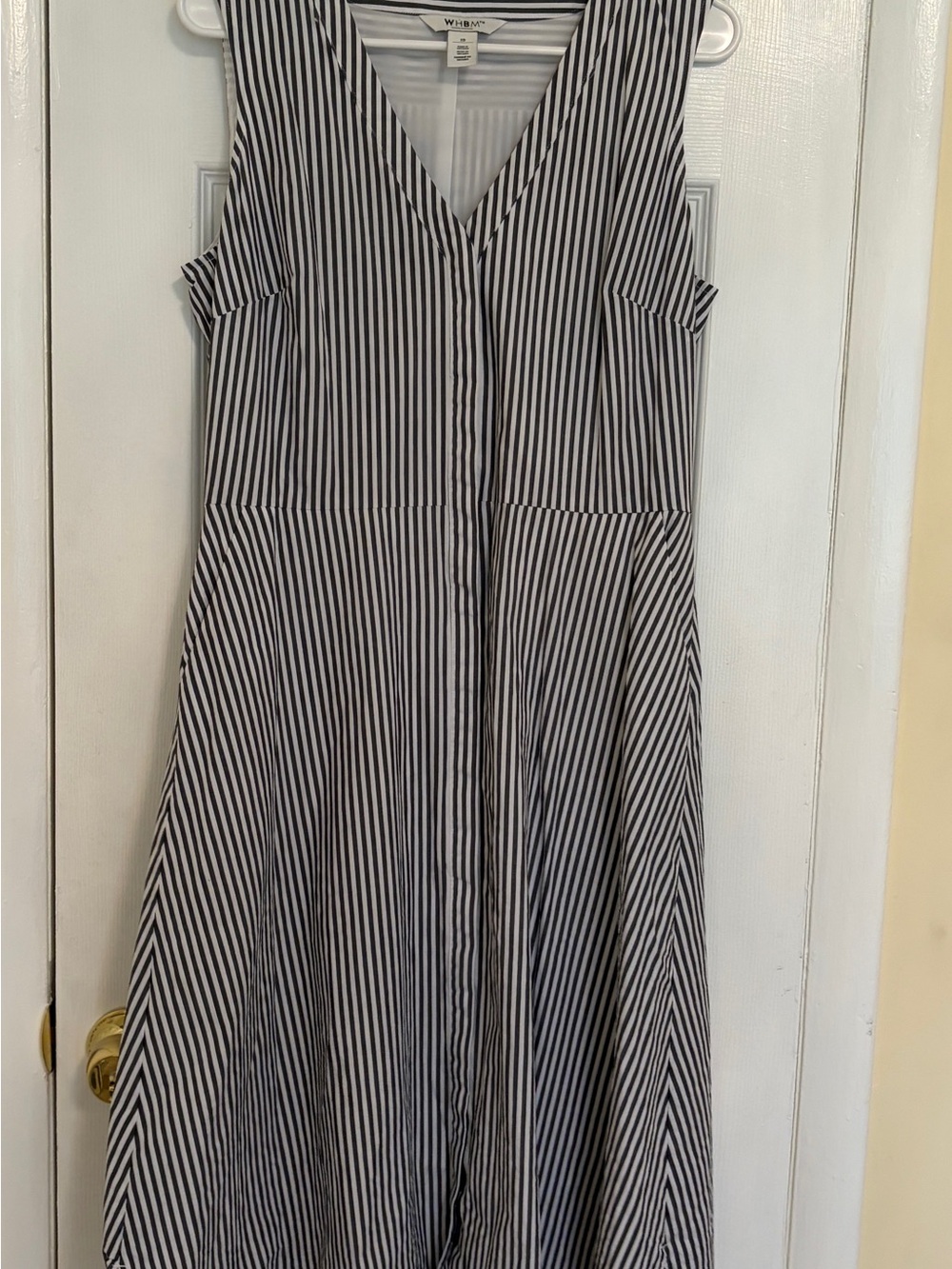 White House Black Market Sleeveless, V-Neck Striped Dress - Picture 6 of 7